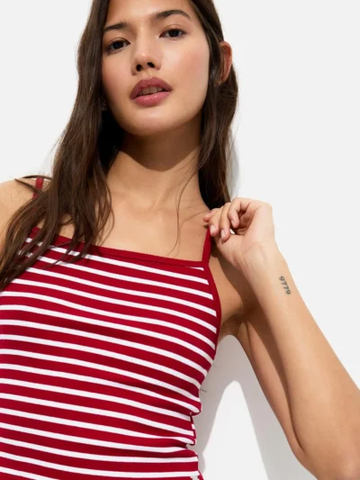 Short Striped Strappy Top